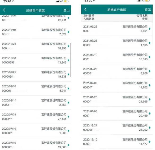 原PO说，他看到薪水入帐时就很开心，不累了。(翻摄自Dcard)