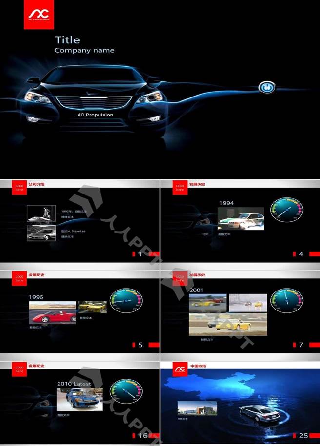 前些年大陆各地都参与造电动汽车的热潮，一些被称为PPT车企应运而生。所谓PPT车企指的是只有纸上作业、以一份制式的Power Point企画案就拍板投资生产汽车的企业。图为网上随手可下载专为汽车业提供使用的PPT范本模组。（图／网路）
