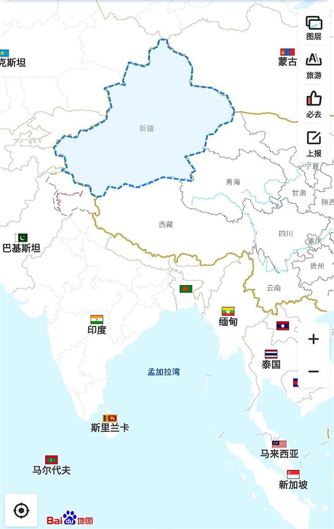 聯合國警告150多個品牌與新疆侵犯人權有關，已致函中國。（百度地圖）