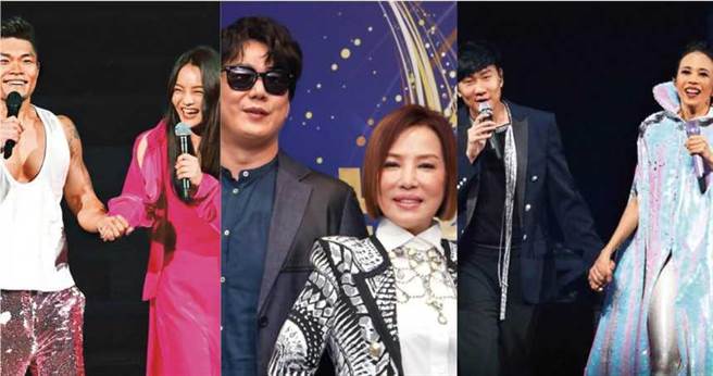 林俊杰与莫文蔚（右）、萧煌奇和叶瑷菱（中）、李玖哲及徐佳莹（左），分别都曾获得金曲入围肯定，歌王歌后合作让人大饱耳福。（图／翻摄自网路）