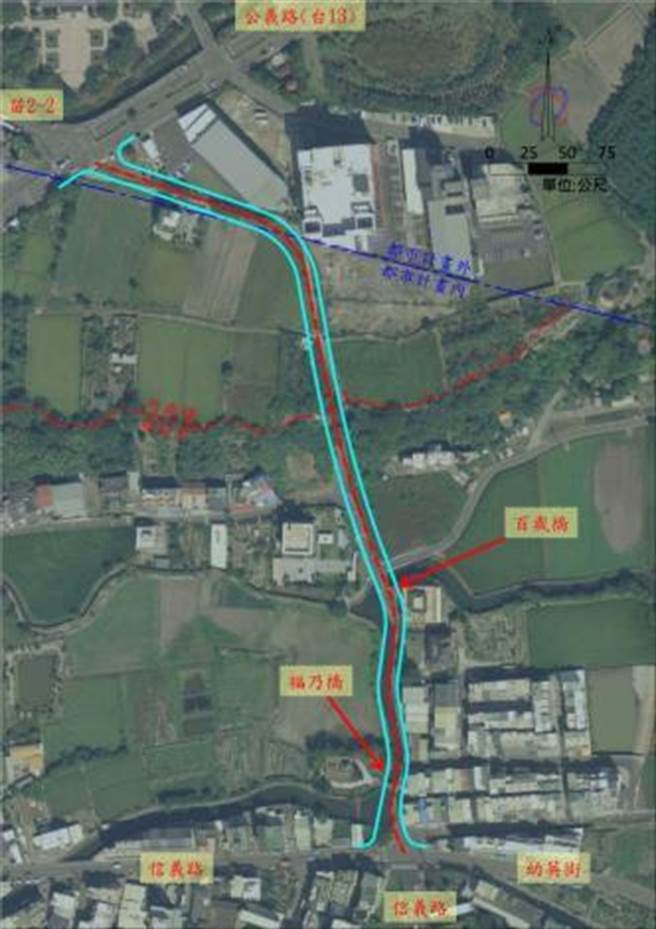 苗栗县政府计画打通头份市信义路及公义路间通道，以缓解当地交通。（苗栗县政府提供／谢明俊苗栗传真）