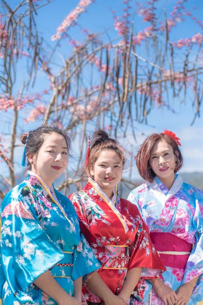 六龟宝来花赏温泉公园管理业者简铭辰说，园区今年首创出租日本和服供游客穿着拍照，让自己如沈浸在日本赏花的诗情画意中。（林雅惠摄）