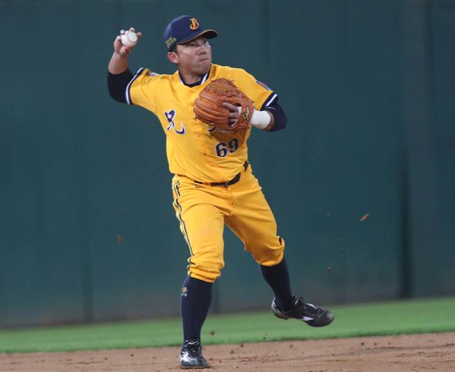 中信兄弟張志強今天擔任先發游擊手。（鄭任南攝）