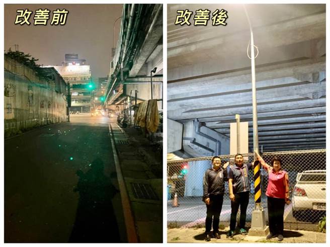 新北市議員陳錦錠、仁和里里長林達日前向中和區公所爭取增設照明設備，如今已順利完工，讓周圍民眾有更安全的回家道路。（陳錦錠服務處提供）