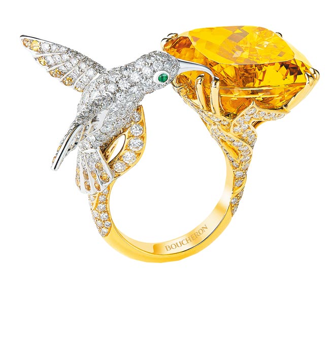 宝诗龙Hopi蜂鸟戒指，283万。（Boucheron提供）