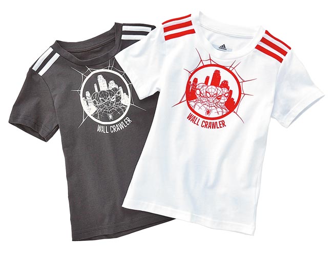 新光三越「adidas KIDS蜘蛛人白色上衣」，原价890元、特价801元。（新光三越提供）