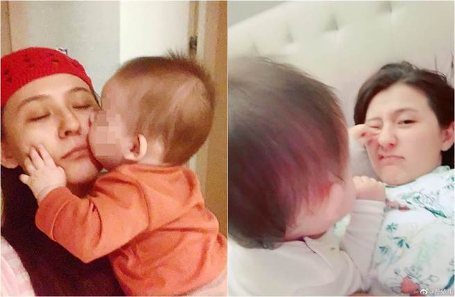 热依扎乐当新手妈妈。（图／取材自热依扎微博）