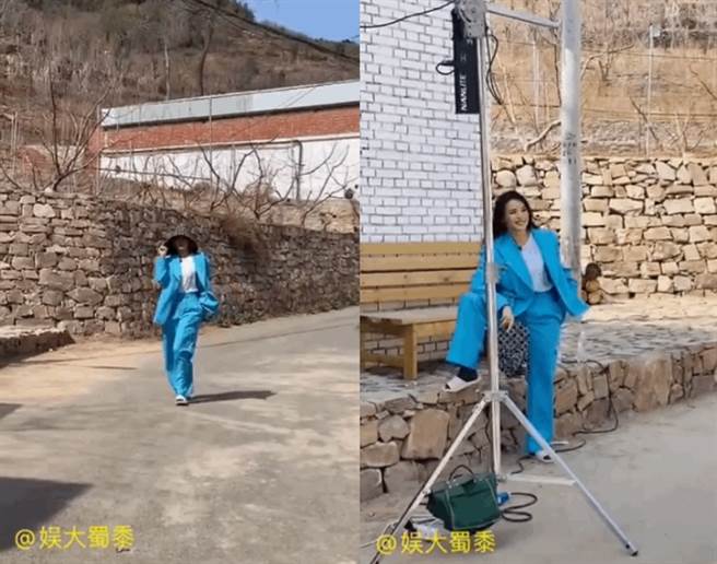 舒淇在录制综艺节目时，穿西装却配拖鞋意外引起热烈讨论。(图/ 摘自微博)