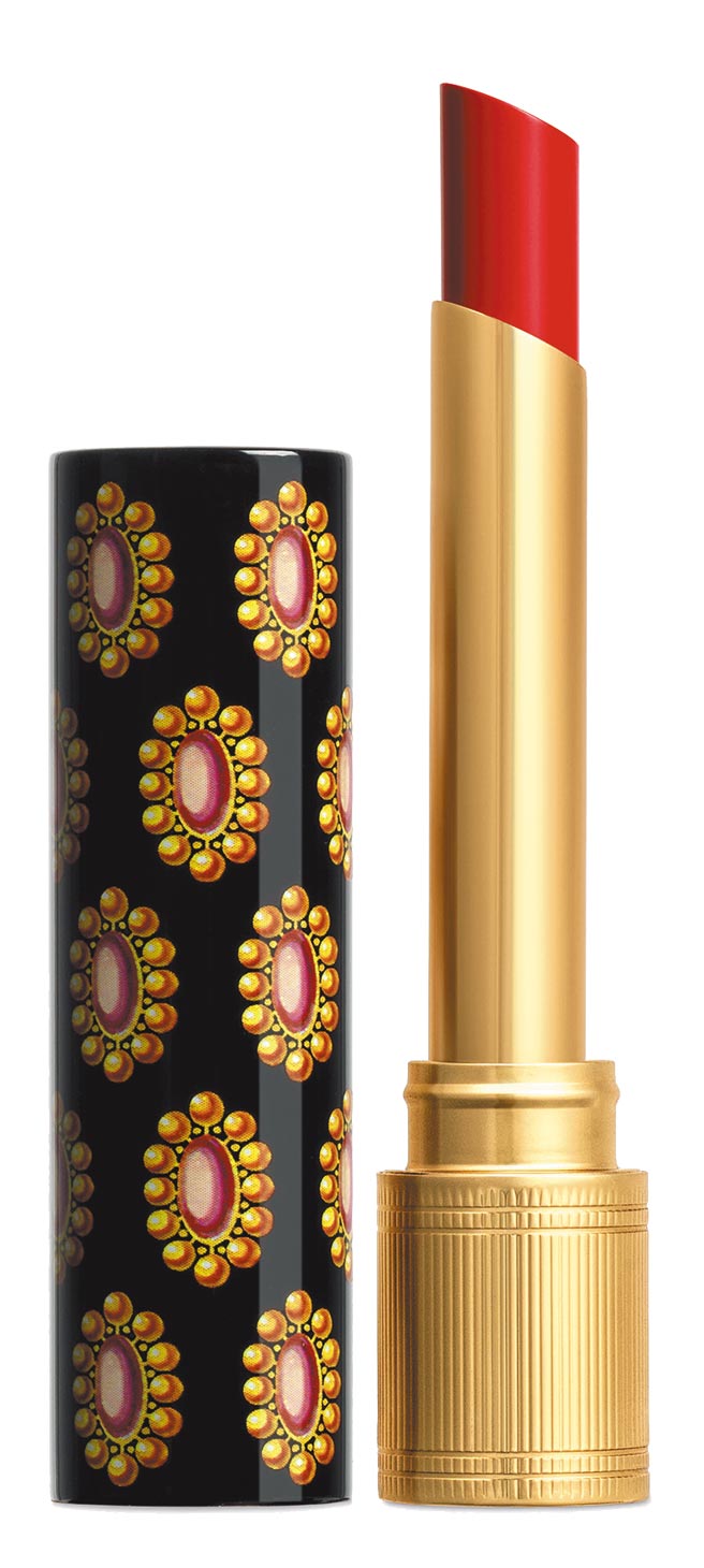 Gucci倾色琉光唇膏#25米开理红，1300元。（Gucci提供）