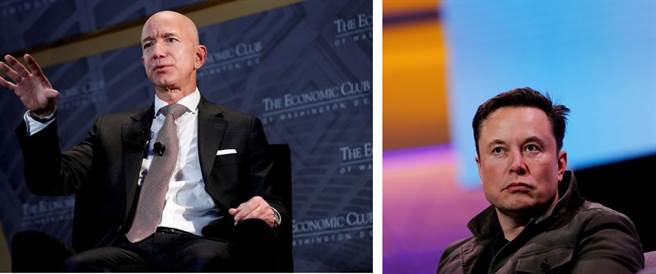 國際富豪榜，貝佐斯(左)連續4年居首，馬斯克(右)緊追其後(圖/美聯社)