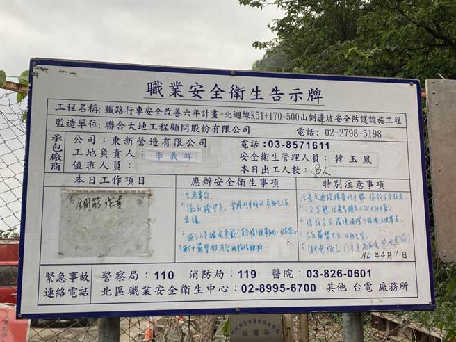 事发工地的职业卫生安全告示牌。（罗亦晽摄）