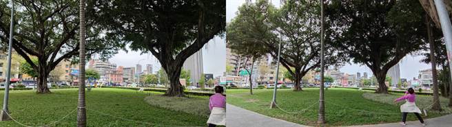 小米11广角与超广角日间视野对比。（黄慧雯摄）