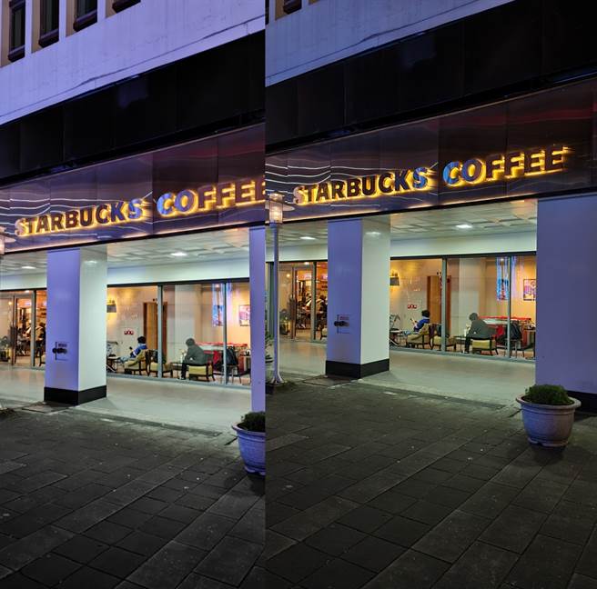 小米11（左）与三星Galaxy S20 Ultra夜间实拍对比(2)。（黄慧雯摄）
