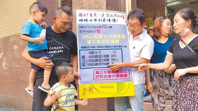 小明事件翻版！陆配妈妈：想接前段婚姻孩子来台团聚遭移民署拒绝。图为「小明」的父母向政府机关陈情，希望让子女早日返台。（许依晨摄）