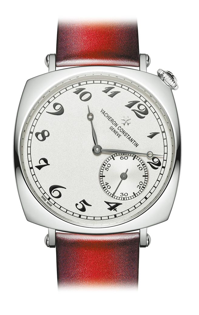 江诗丹顿今年在表展发表American 1921腕表，图为36.5mm白金款，搭配义大利Serapian小牛皮表带，91万元。（江诗丹顿提供）