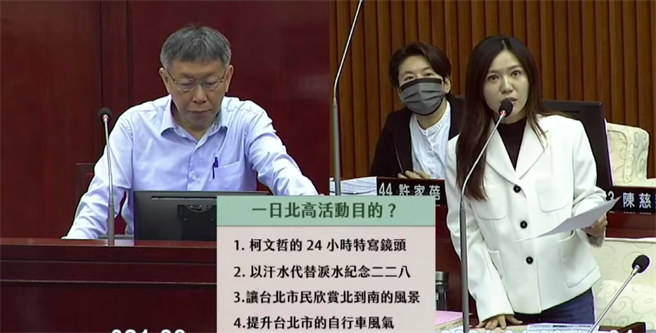 台北市長柯文哲9日赴議會施政報告。（摘自柯P直播）