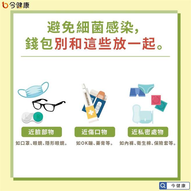 避免细菌感染，钱包别和这些放一起。(图/今健康提供)