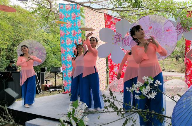 台南市首次辦理台南客家桐花祭，10日於梅嶺福來梅園花樹下舉辦浪漫藝文饗宴。（劉秀芬攝）