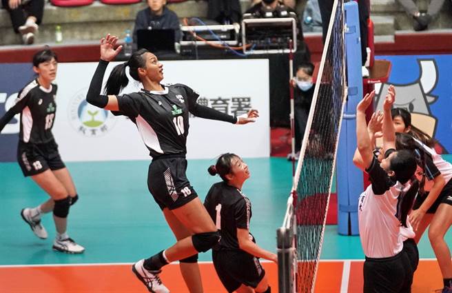 台湾师大球员刘美菁准备从中路扣杀。(大专体总提供)