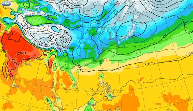 本周气温变化大，周三高温骤降10度。（中央气象局提供）