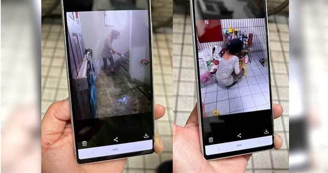 邻居出示照片，指控阿春姊长期霸占楼梯间，还摆了一堆杂物、垃圾。（图／读者提供）