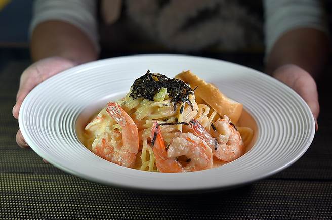 〈明太子義大利麵〉是〈M One Cafe〉點食率排行榜Top 5 其中一道。（圖／姚舜）