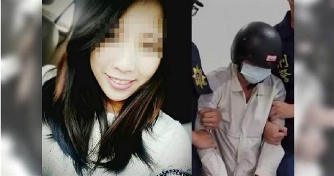 无业男子黄东明（右）追求通讯行甜美曾姓女店员（左）不成，竟制造假车祸撞昏被害人后，然后将她拖行至空屋致使延误就医死亡，警方押他回住处搜索。（图／翻摄画面、读者提供）