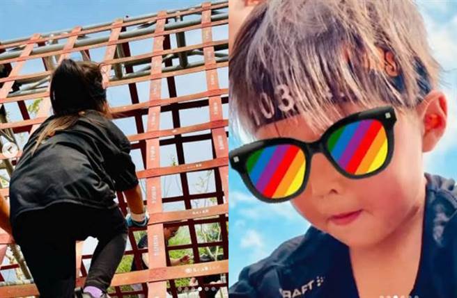 昆凌带宝贝儿女参加障碍赛。(图／翻摄自IG)