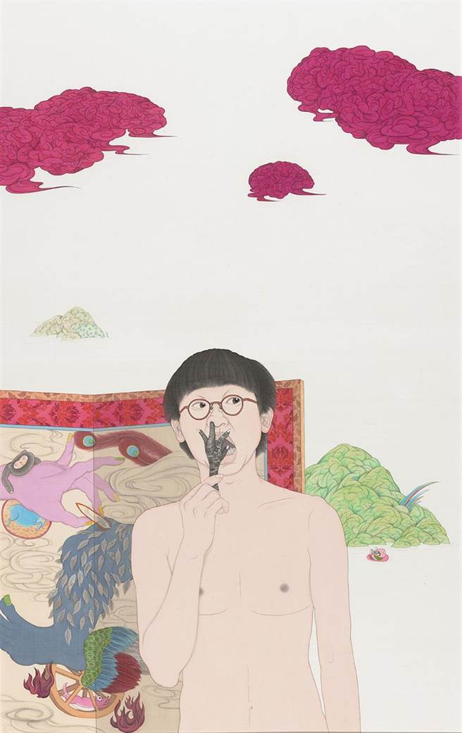 （纪人友《鼻子痒》水墨作品。图／艺术银行提供）
