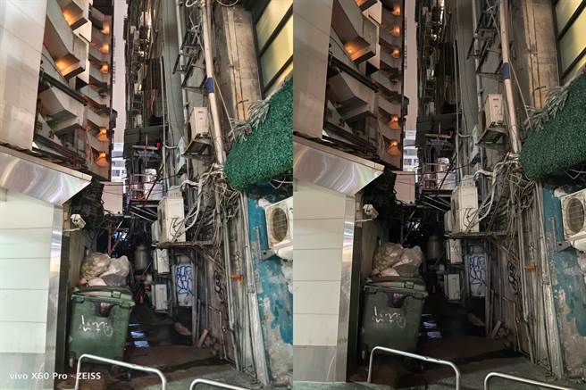 vivo X60 Pro（左）与iPhone 12 Pro夜间拍摄对比（3）。（黄慧雯摄）
