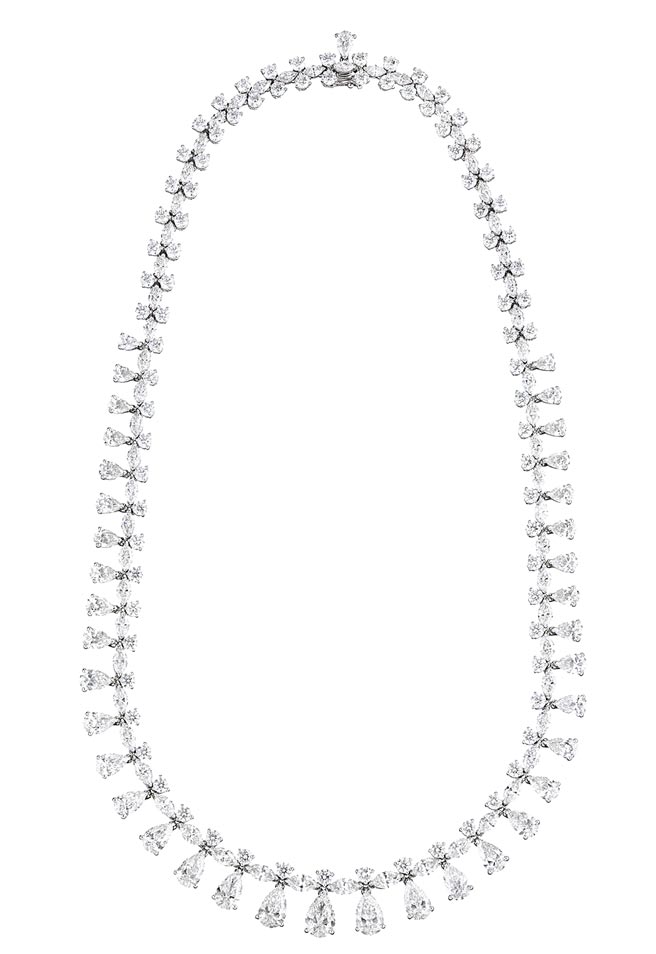 De Beers以希腊语「看见太阳」命名的Idalia钻石项炼，钻石总重43.23克拉，1710万元。（De Beers提供）