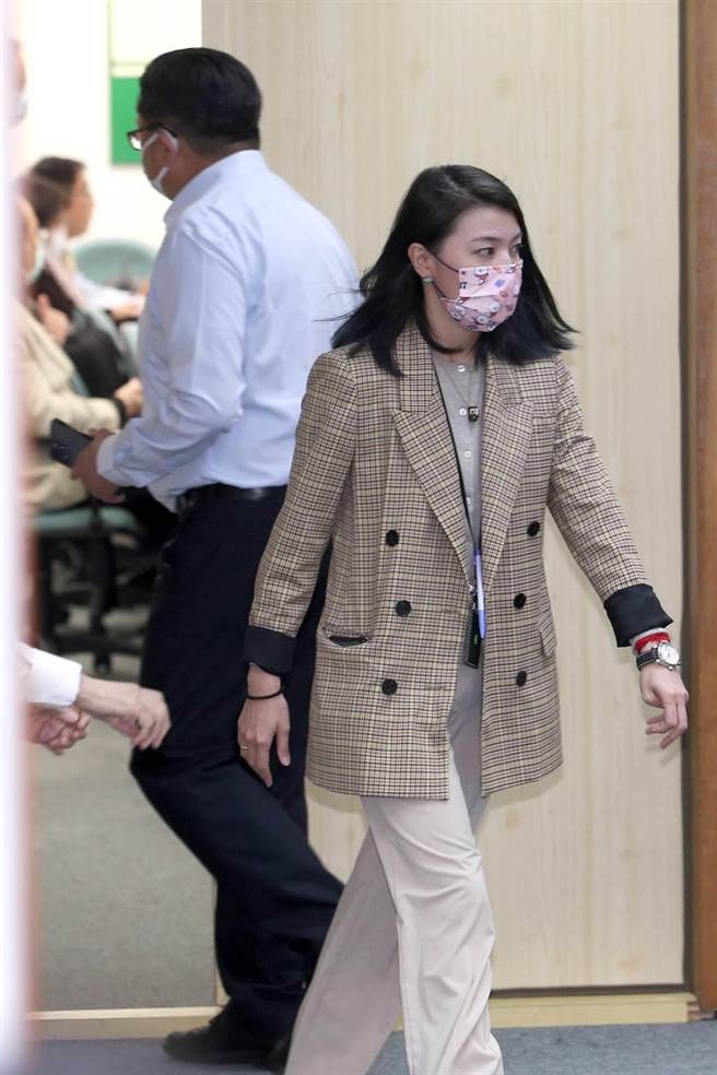 14日民进党中常会，顏若芳（前）走出会议室时，碰巧王定宇（后）抵达，两人擦身而过零互动。（资料照，黄世麒摄）