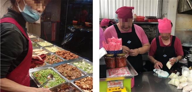 餐飲服務人員未戴口罩或是未戴實，都可能造成食物污染。(圖/消基會提供)