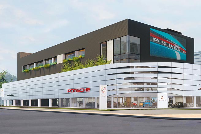 全新台中保时捷中心新厂外观示意图。（台湾保时捷提供）