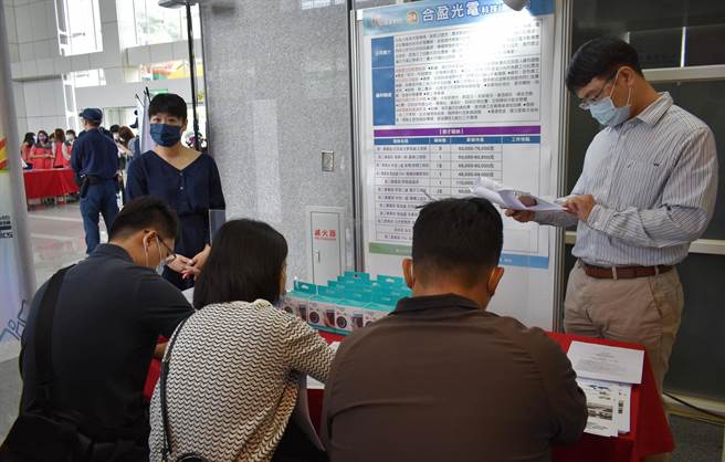 合盈光電以高薪來招募研發人才，吸引年輕求職者前往應徵。（台中市政府提供／陳世宗台中傳真）