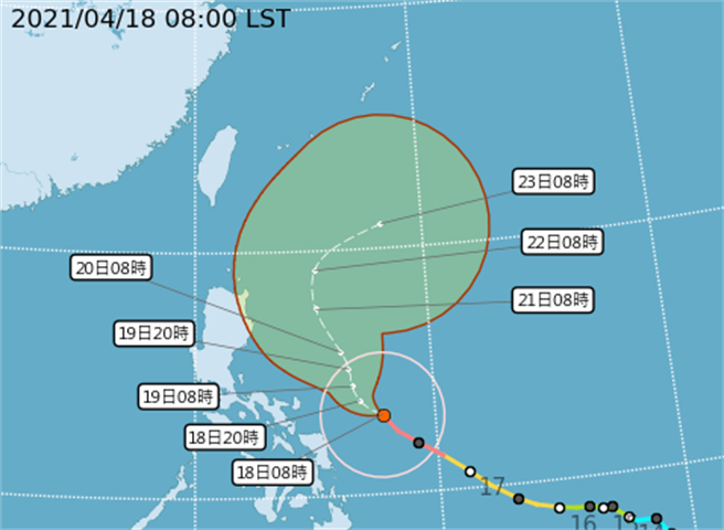 「舒力基」颱风路径潜势预报。（取自气象局）