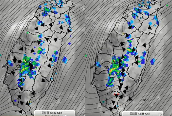 台灣西部山區終於開始有對流發展起來。(翻攝自 彭啟明臉書)