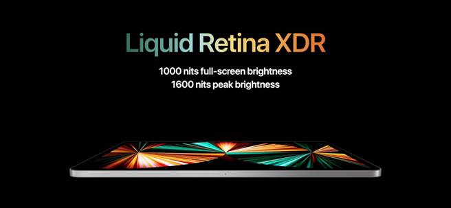 苹果全新的iPad Pro高阶款搭载了XDR Liquid Retina的12.9吋萤幕。（翻摄直播画面）