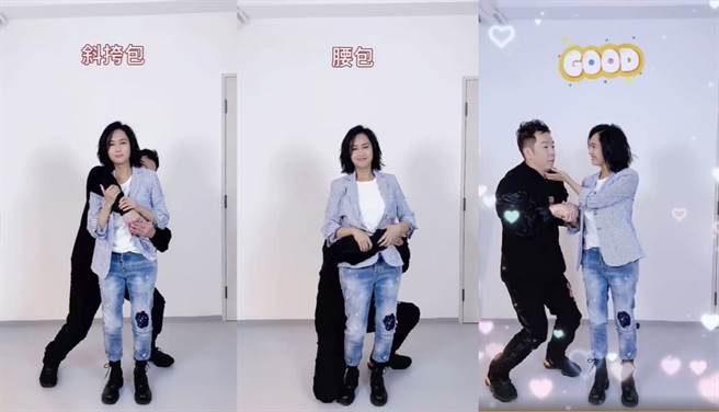 朱茵近期跟先生黄贯中合体，直接抱紧紧超高调放闪，更甜蜜喊话，被粉丝狂推「演艺圈模范夫妻」。(图/ 摘自朱茵微博)