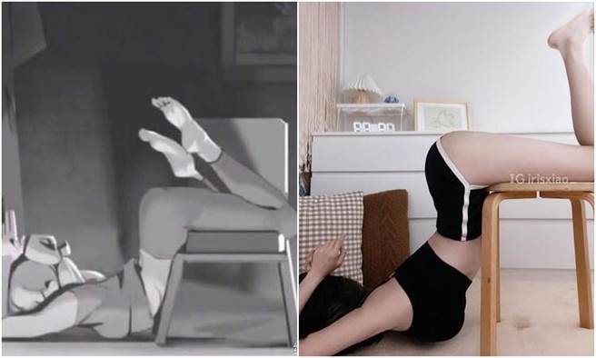 闪亮亮挑战漫画腰吸引4万名网友关注。（Up直播提供）