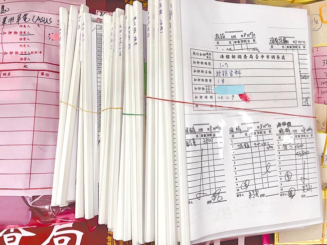 台中检调搜索陈姓主嫌及共犯住处，查扣投资人明细、银行帐册等犯罪证据。（台中市调查处提供／林欣仪台中传真）