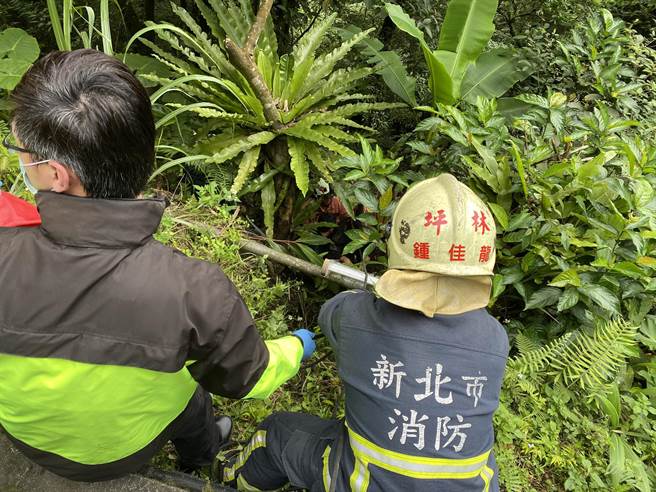 18歲高姓男子今（25日）下午1時許，騎機車行經新北市坪林區北宜公路34.4公里處，疑因不明原因摔落約1.5公尺深邊坡。（翻攝畫面）