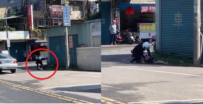 拒盘查遭警压制上铐 路人视角影片曝光 女师痛到尖叫(图片截自影片)