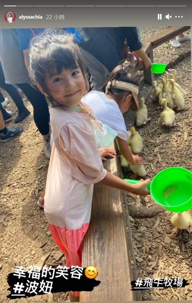 BO妞为动物吃饲料。（图／IG@贾静雯）