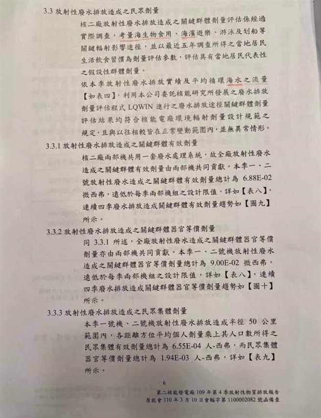 驻日代表谢长廷声称台湾也排放核废水入海，今晚再度贴出数据强调「证据在此」。取自谢长廷脸书