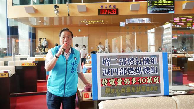 台电不愿承诺台中市民健康，市议员杨正中支持卢市府坚持机组汰旧换新。(陈世宗摄)