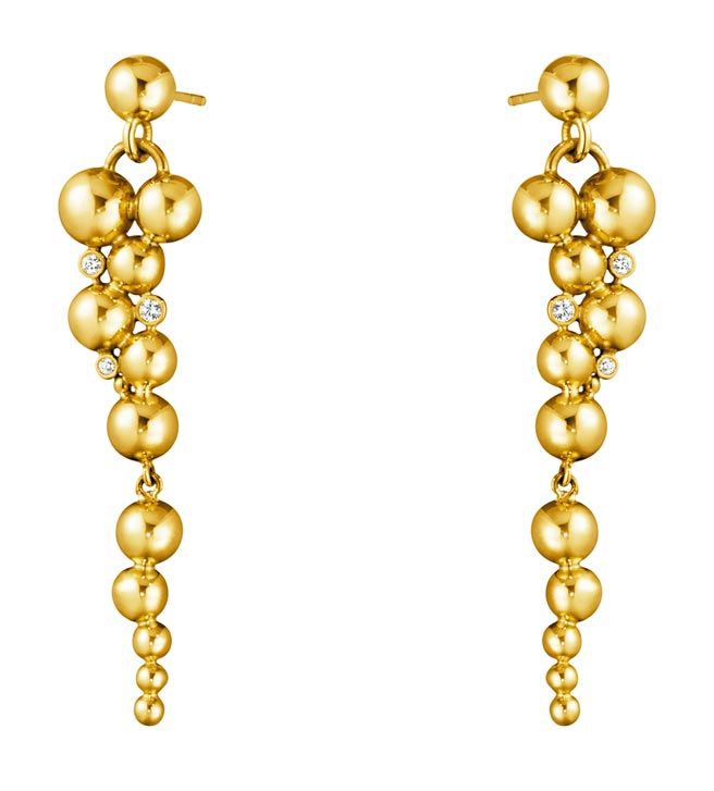 乔治杰生月光葡萄K金镶钻耳环，10万元。（GEORG JENSEN提供）