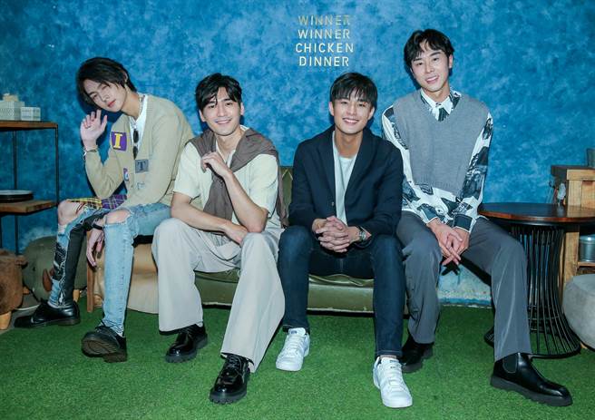 LINE TV原创BL喜剧《HIStory4-近距离爱上你》主演陈立安（左起）、涂善存、安俊朋、林嘉威。（粘耿豪摄）