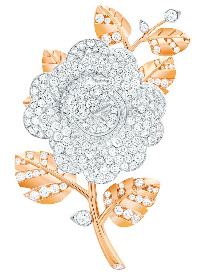 梵克雅宝Cosmos Secret神秘表胸针，可当腕表佩戴，580万元。（Van Cleef & Arpels提供）