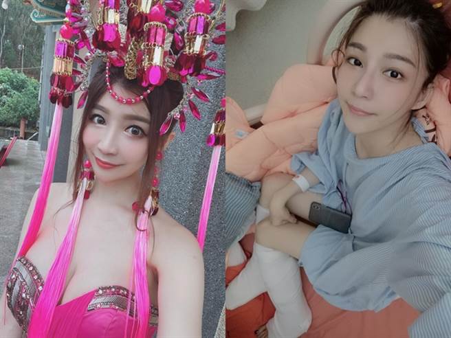 恩齐出海时遭大浪卷下船底，她当下拼命挣扎，但腿部不断遭船底的螺旋桨吸去，小腿惨遭削去部分肉。（图／翻摄自恩齐脸书）